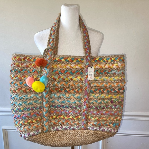 NWT Francesca’s Collection Shelby XL Jute tote bag - Picture 2 of 8